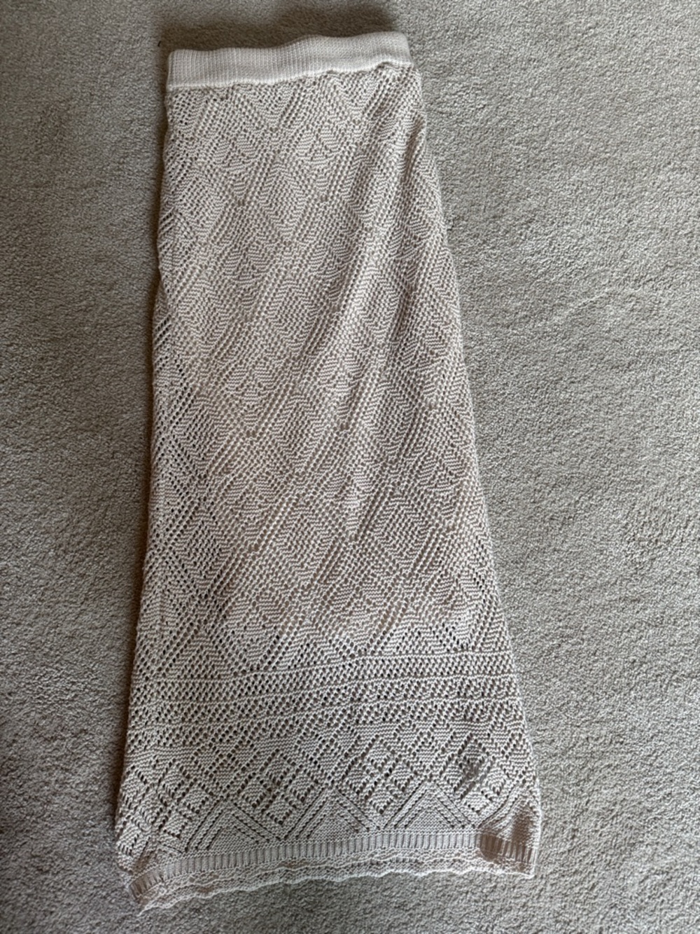 Freshman Beige Crochet Maxi Skirt